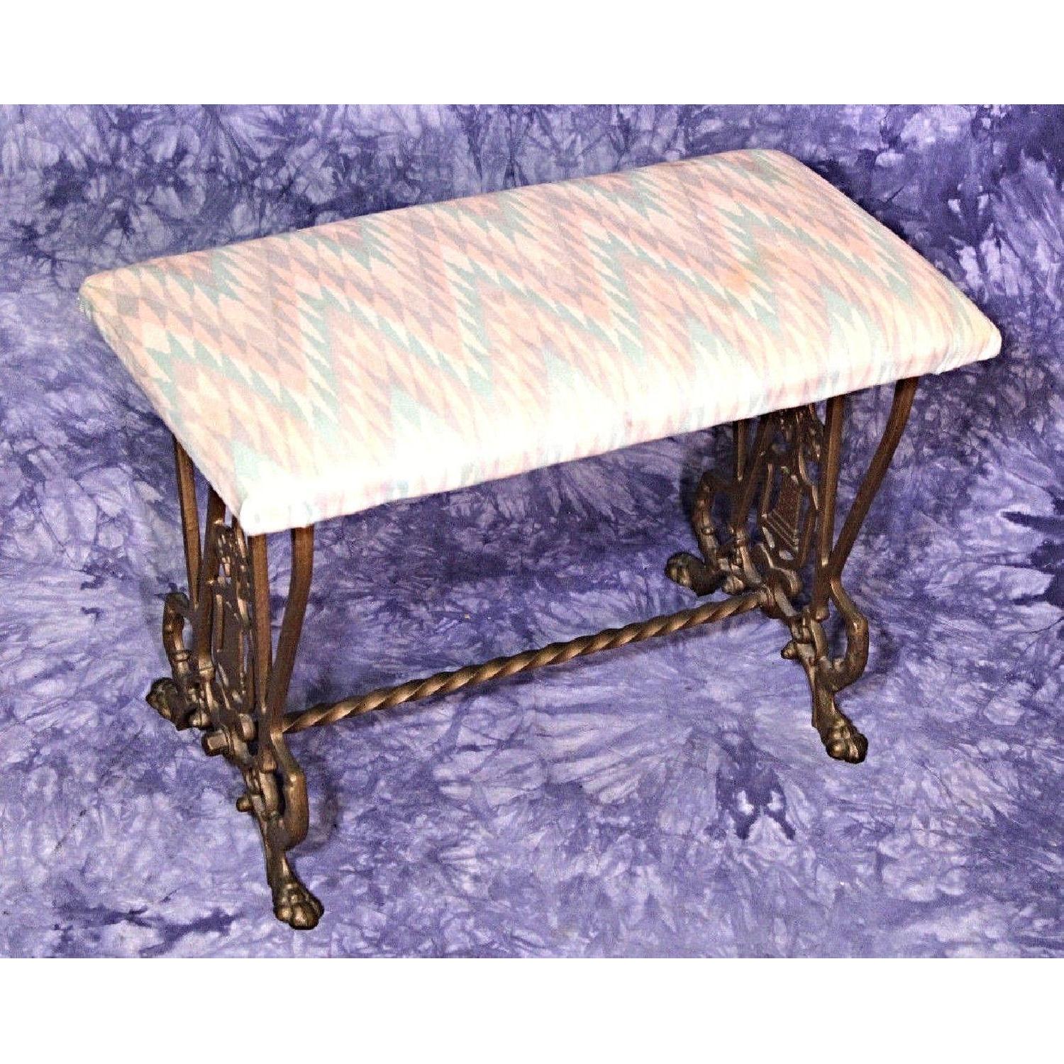 Antique Gilt Iron Bench/Vanity Stool - image-7