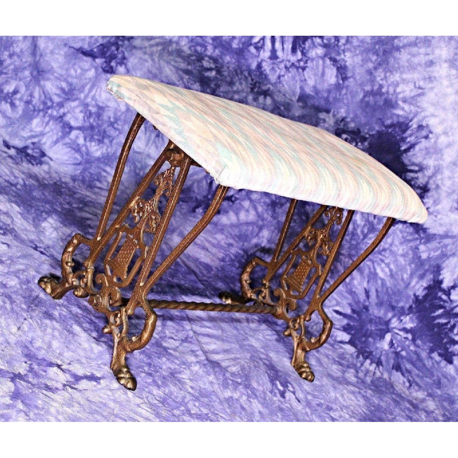 Antique Gilt Iron Bench/Vanity Stool - image-8