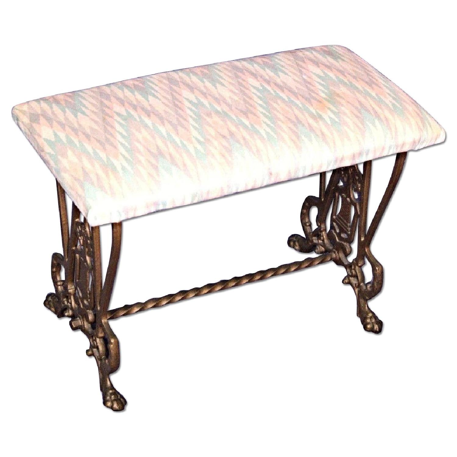 Antique Gilt Iron Bench/Vanity Stool - image-9