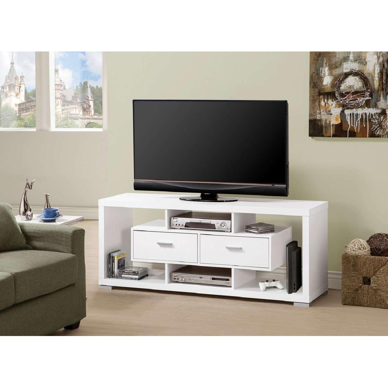 White TV Console Bookcase AptDeco