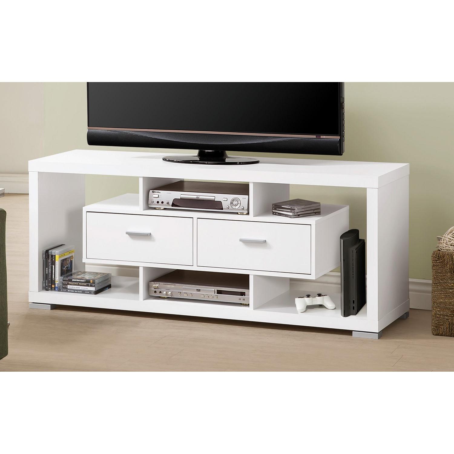 White TV Console Bookcase AptDeco