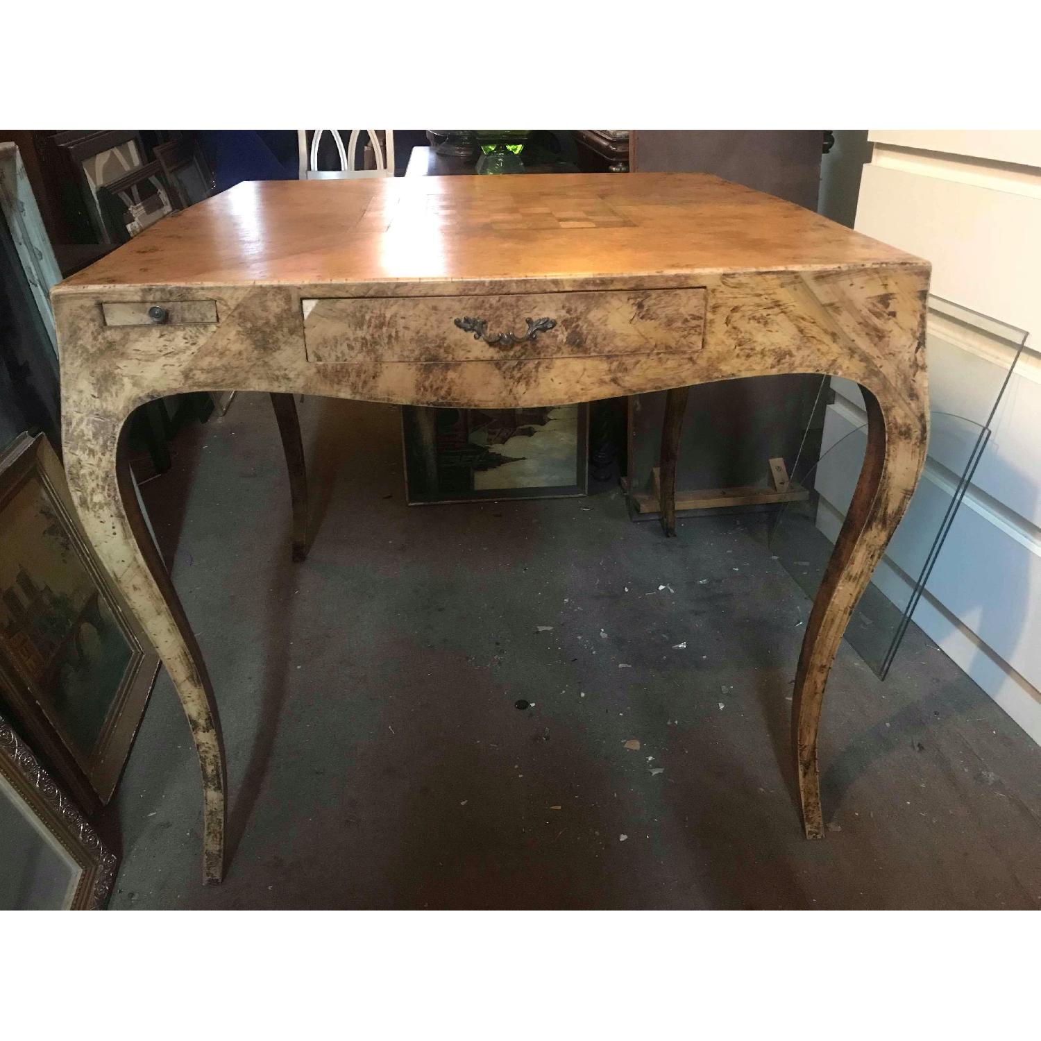 Vintage Chess & Checkers Game Table w/ 4 Drink Holders - image-2