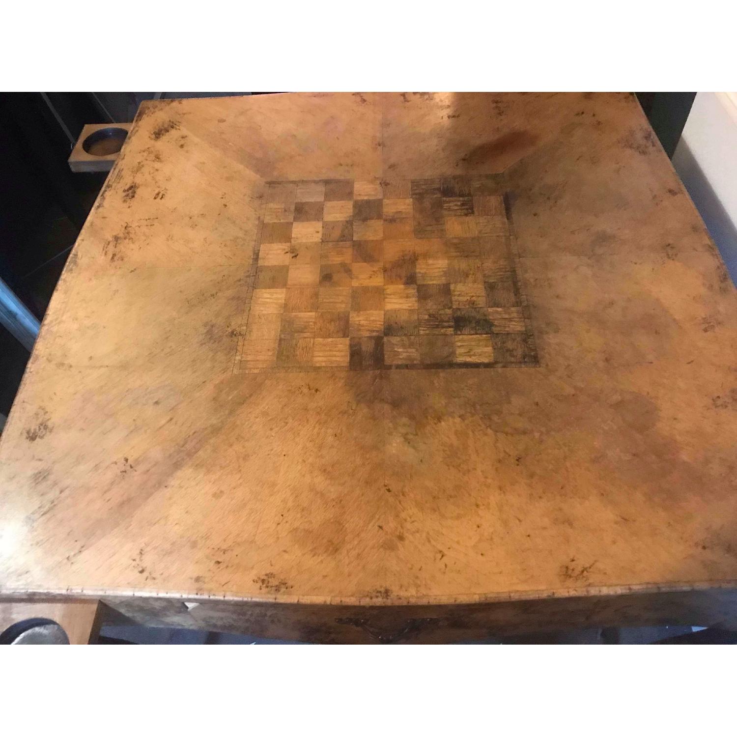 Vintage Chess & Checkers Game Table w/ 4 Drink Holders - image-12