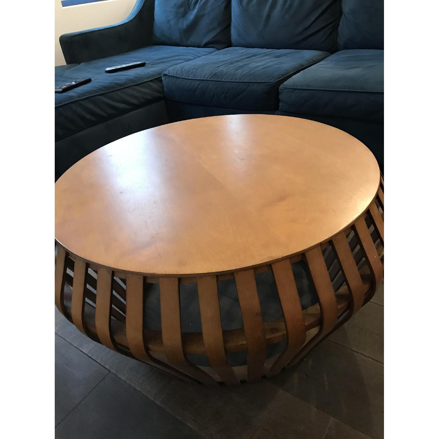West Elm Round Wood Coffee Table - image-3