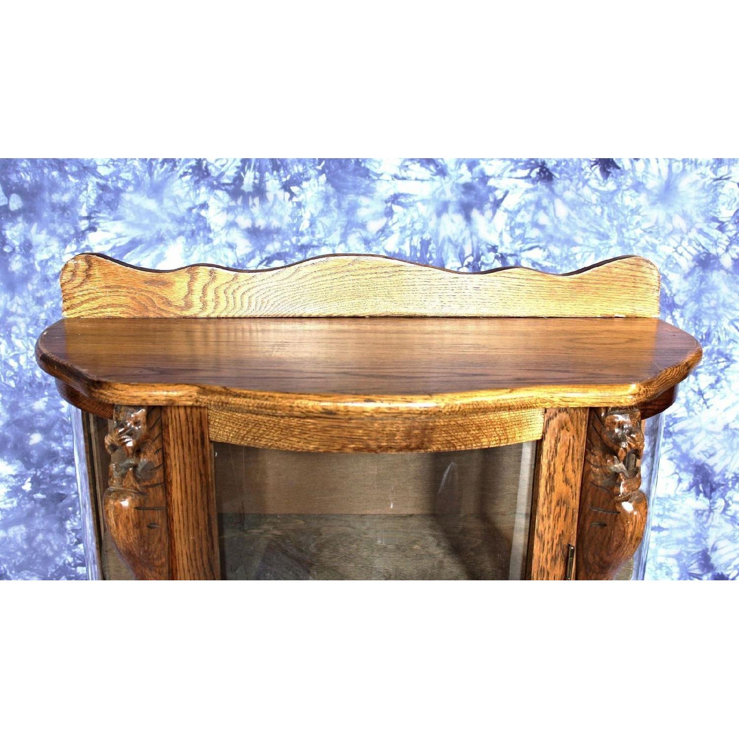 1900s Antique Oak Curved Curio/China Cabinet - image-2