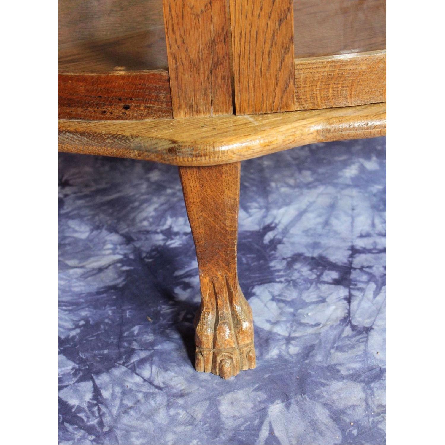 1900s Antique Oak Curved Curio/China Cabinet - image-4