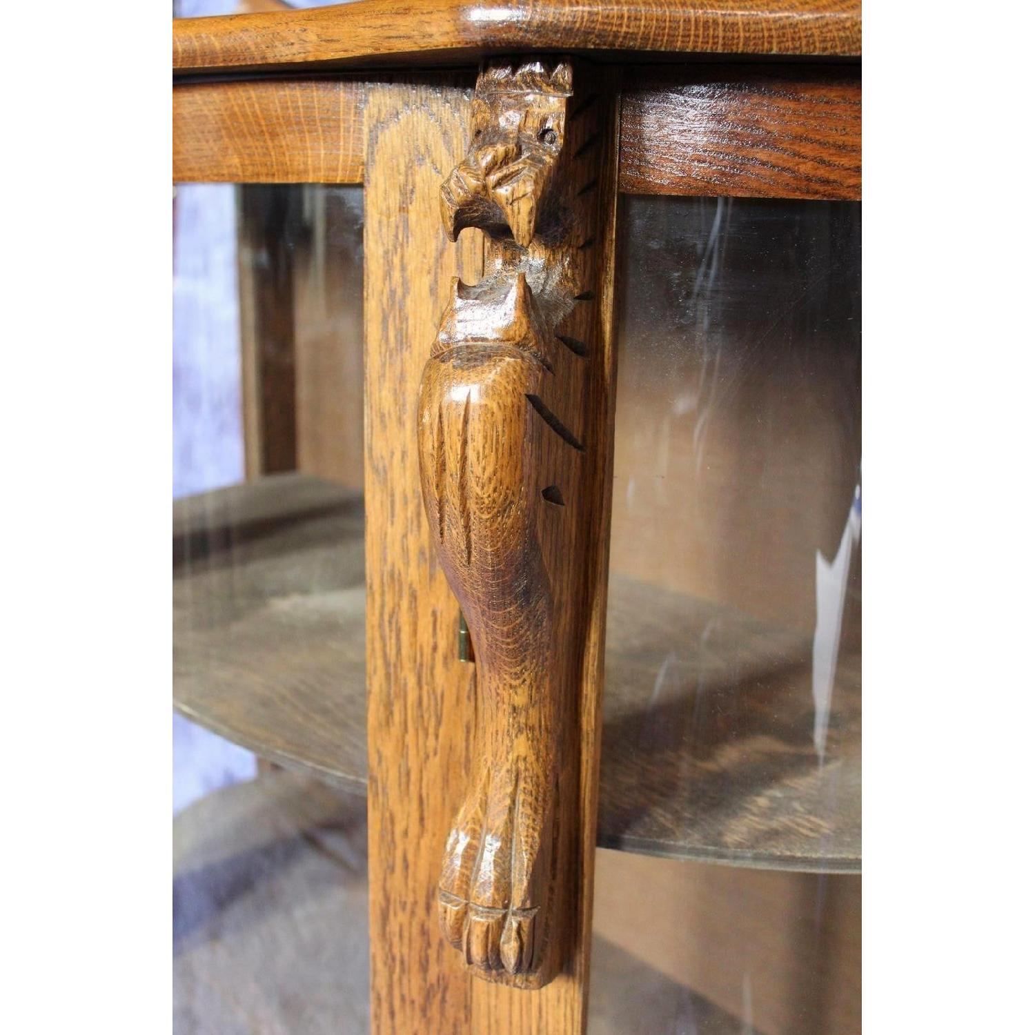 1900s Antique Oak Curved Curio/China Cabinet - image-5