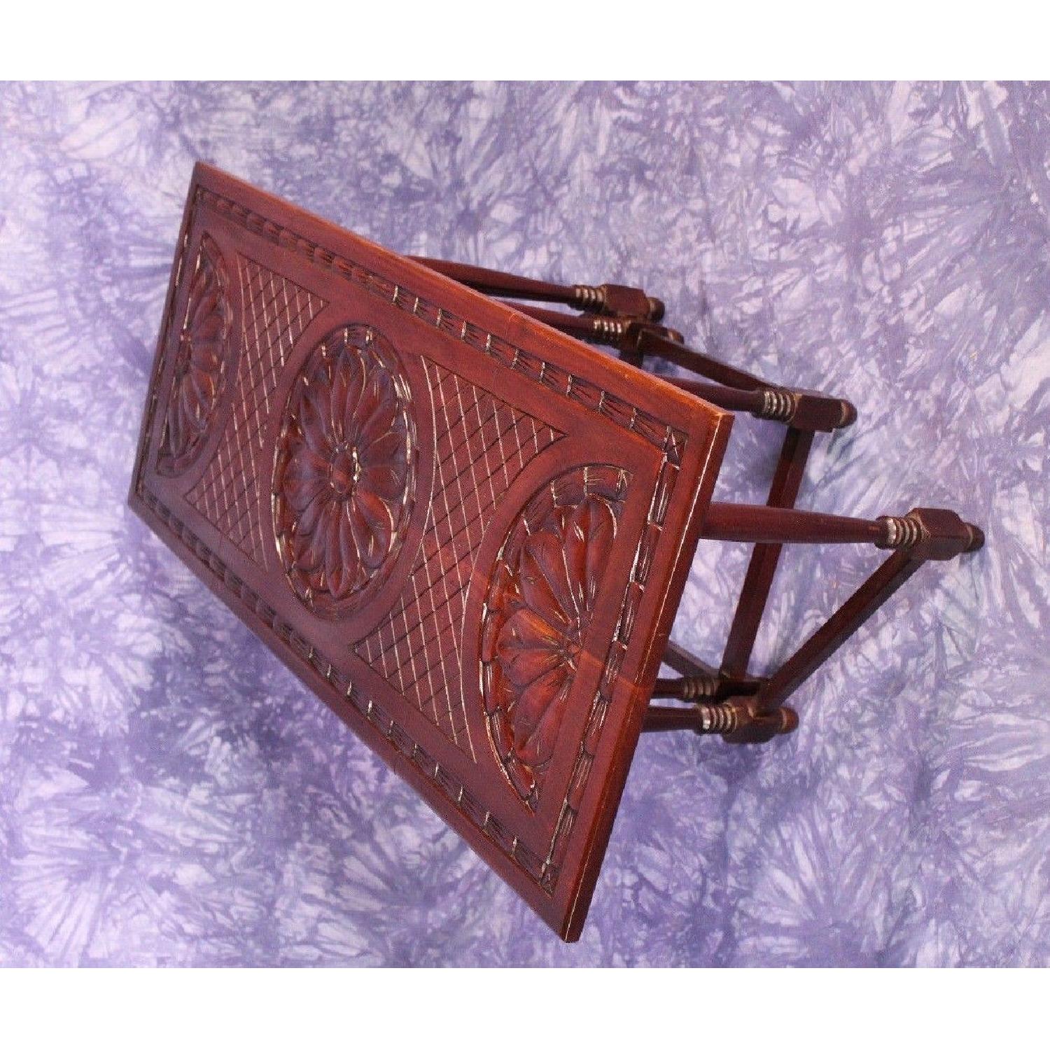 Vintage Modern Hand Carved Mahogany Drop Leaf Gateleg Table - image-1