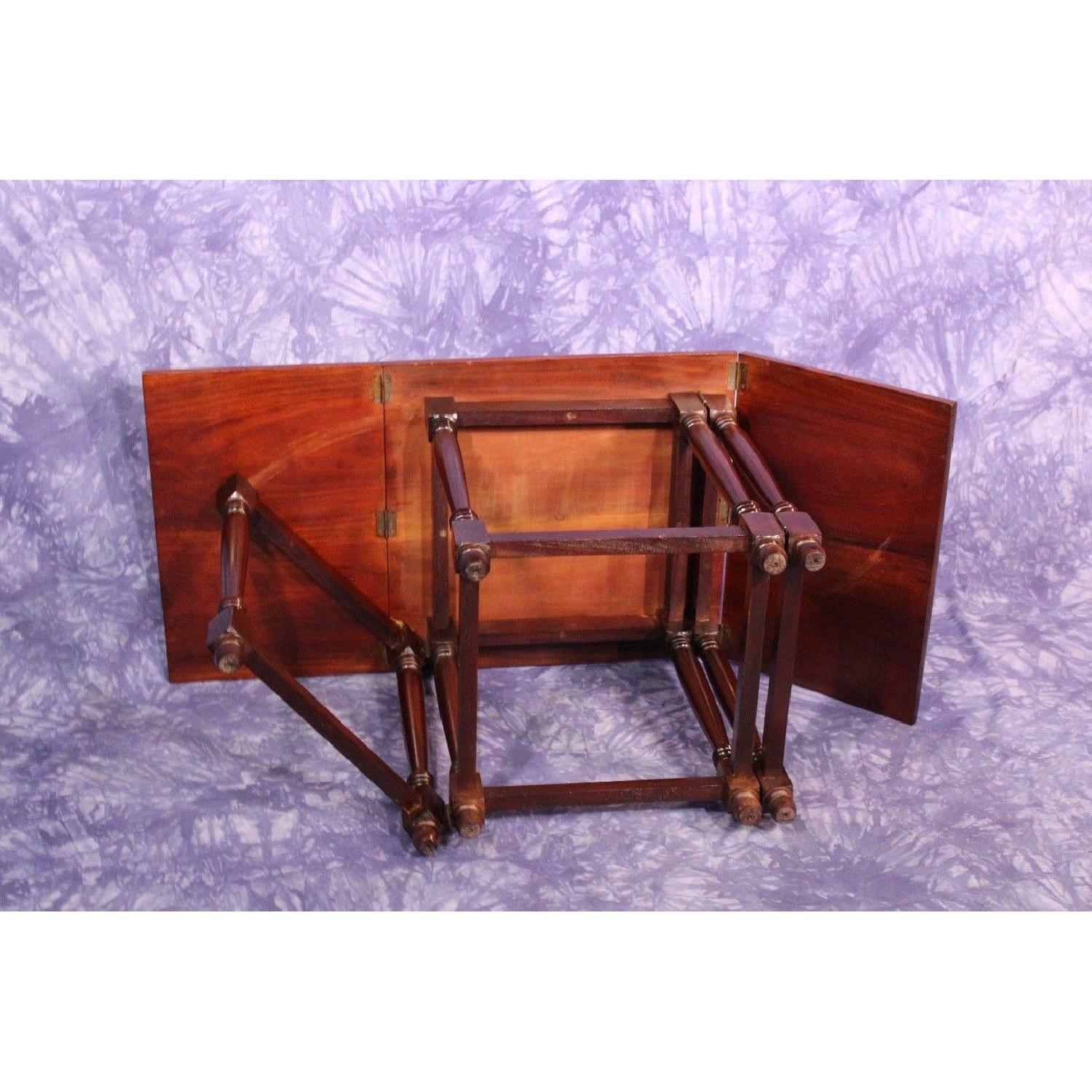 Vintage Modern Hand Carved Mahogany Drop Leaf Gateleg Table - image-2