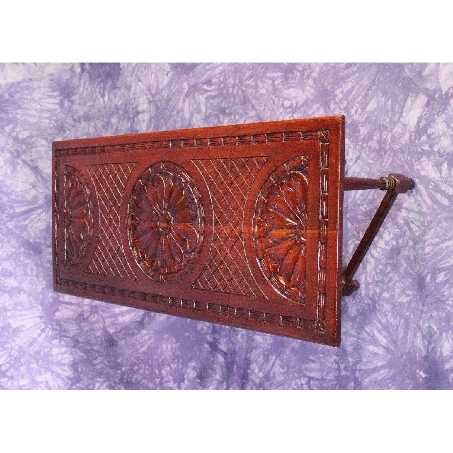 Vintage Modern Hand Carved Mahogany Drop Leaf Gateleg Table - image-4