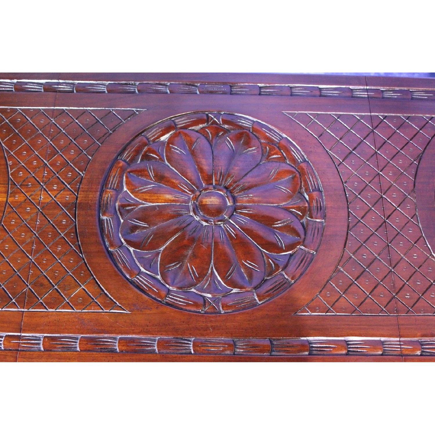 Vintage Modern Hand Carved Mahogany Drop Leaf Gateleg Table - image-8