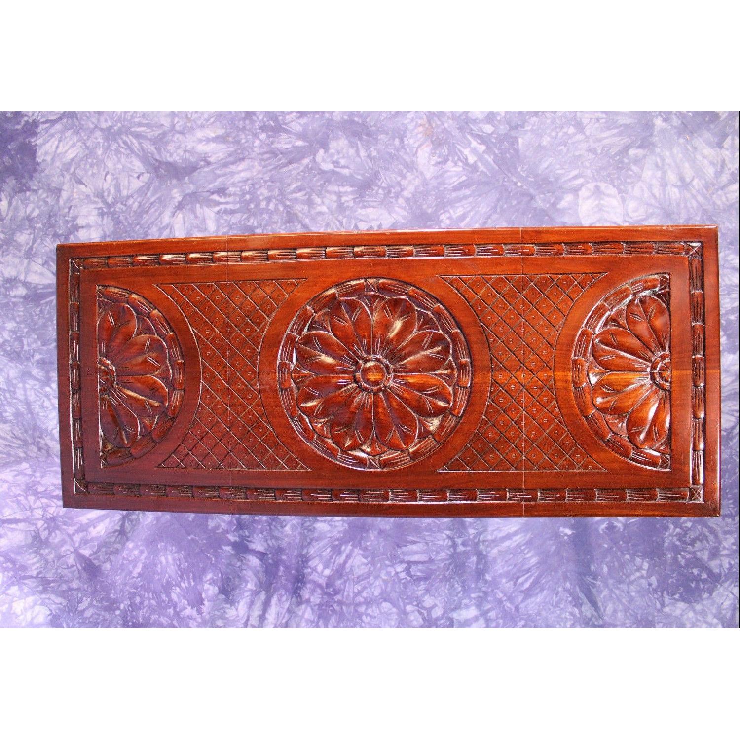 Vintage Modern Hand Carved Mahogany Drop Leaf Gateleg Table - image-9