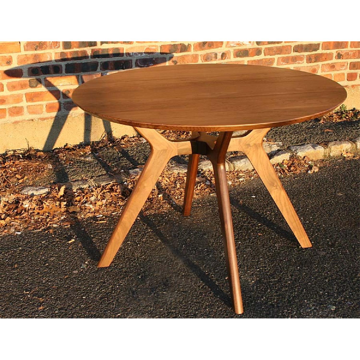 Mid Century Modern Round Walnut Dining Table - image-4