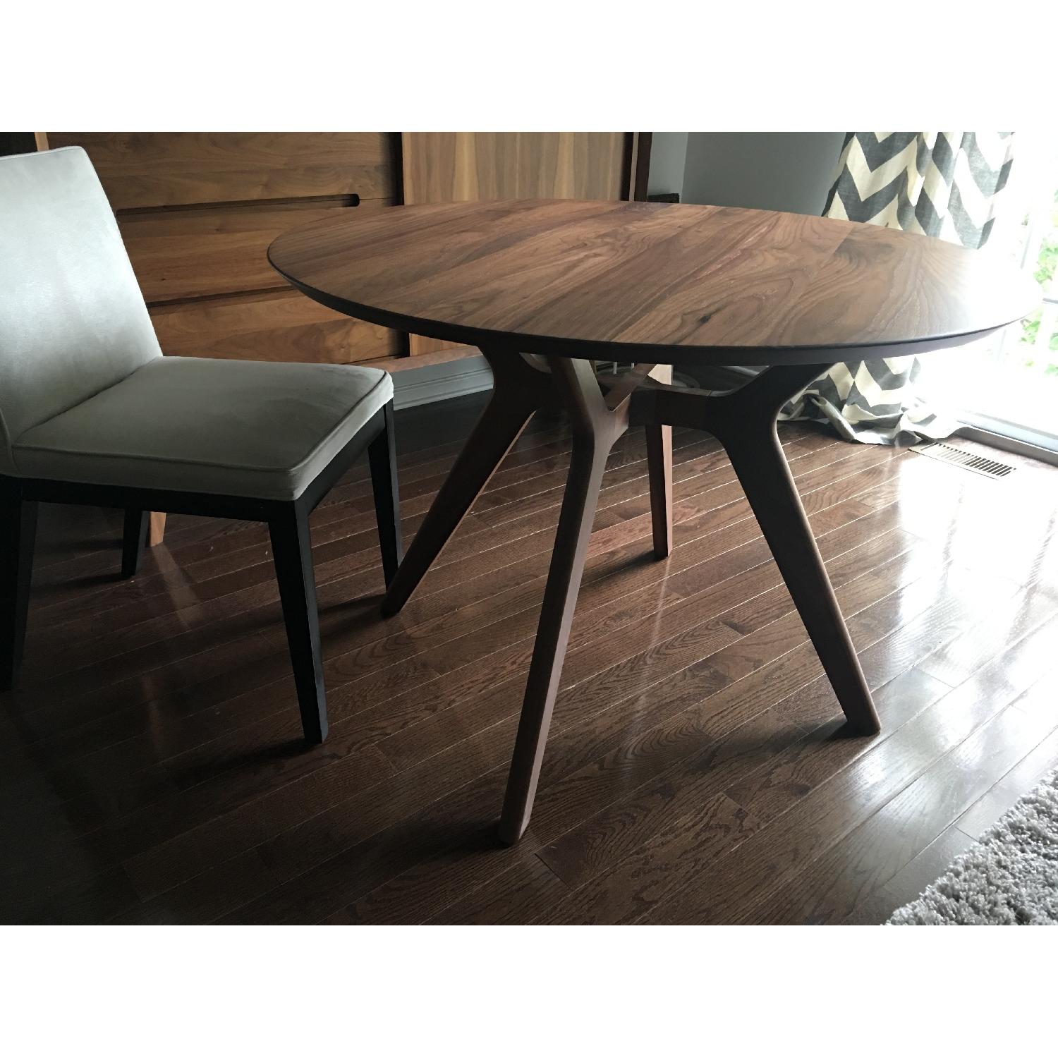 Mid Century Modern Round Walnut Dining Table - image-5