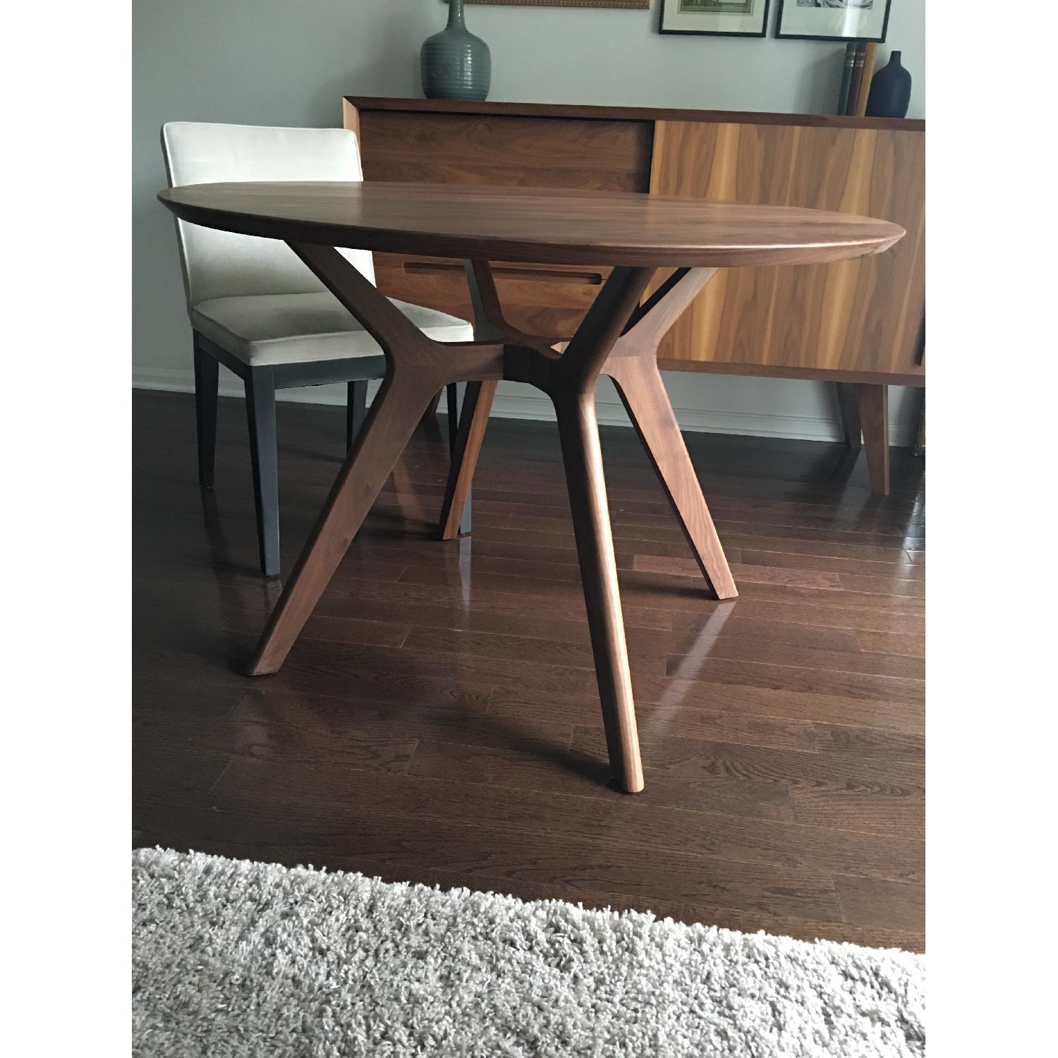 Mid Century Modern Round Walnut Dining Table - image-6