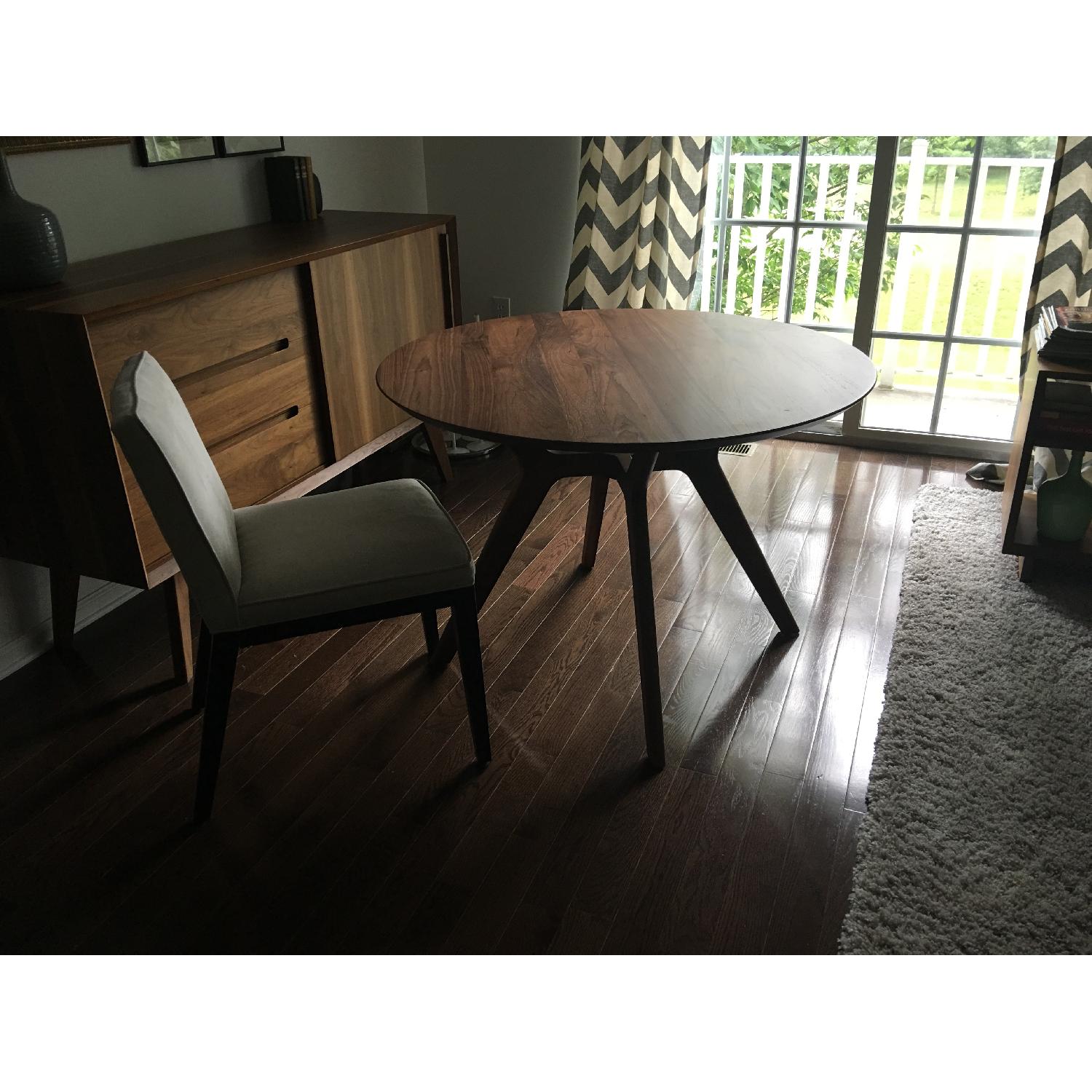 Mid Century Modern Round Walnut Dining Table - image-7