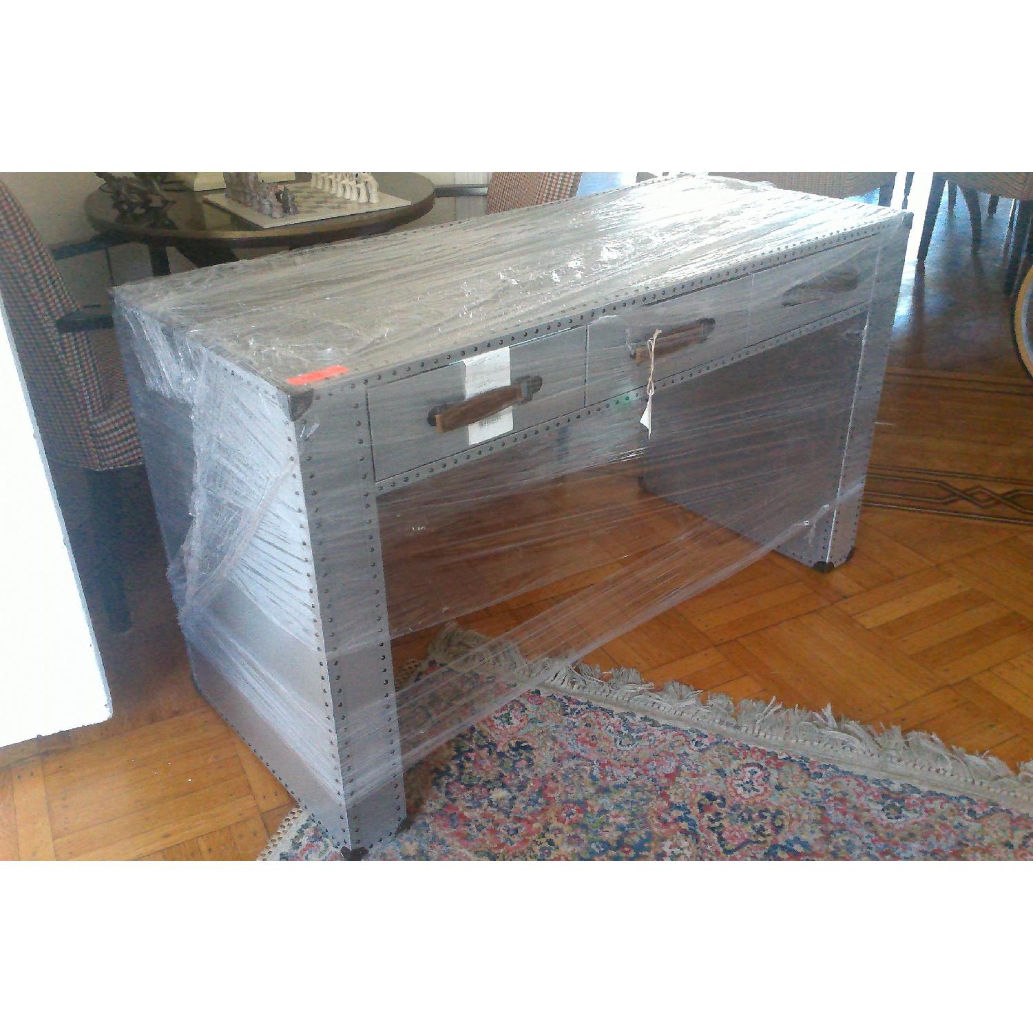 Restoration Hardware Riveted Aluminum Trunk Desk - image-3