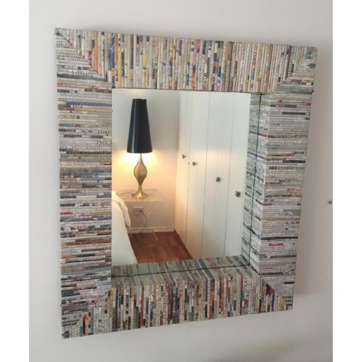 Recycled Magazine Multicolored Rectangle Wall Mirror - image-1