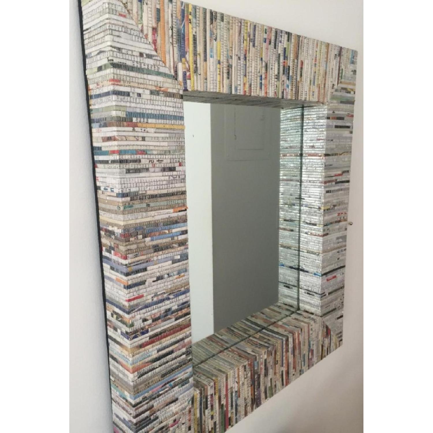 Recycled Magazine Multicolored Rectangle Wall Mirror - image-3