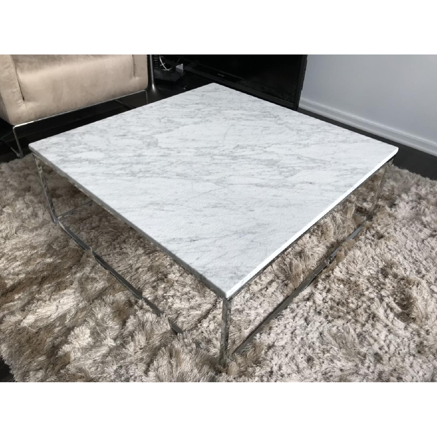 Natuzzi White Carrara Marble Coffee Table - AptDeco