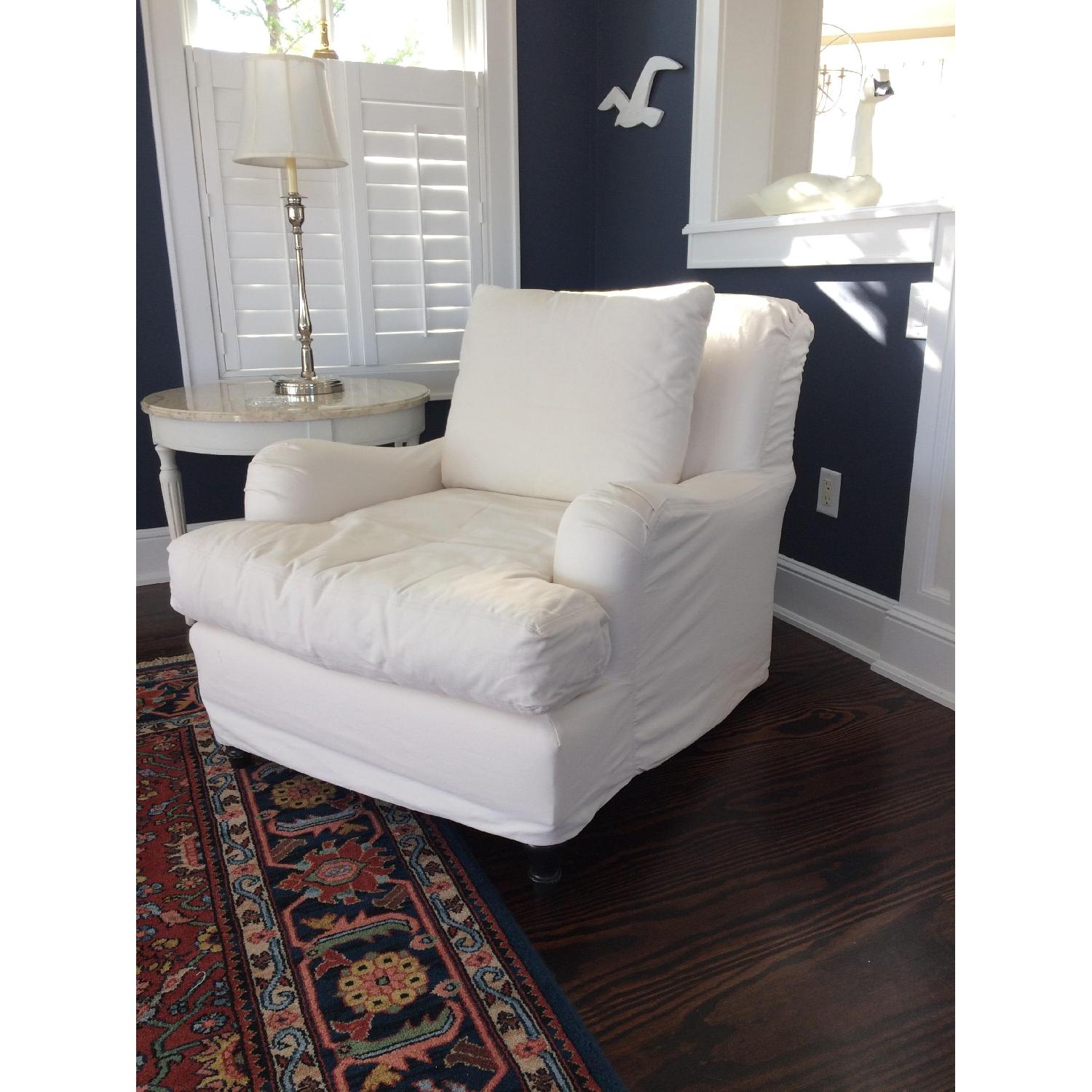 Pottery Barn English Arm Slipcovered Chair - image-1