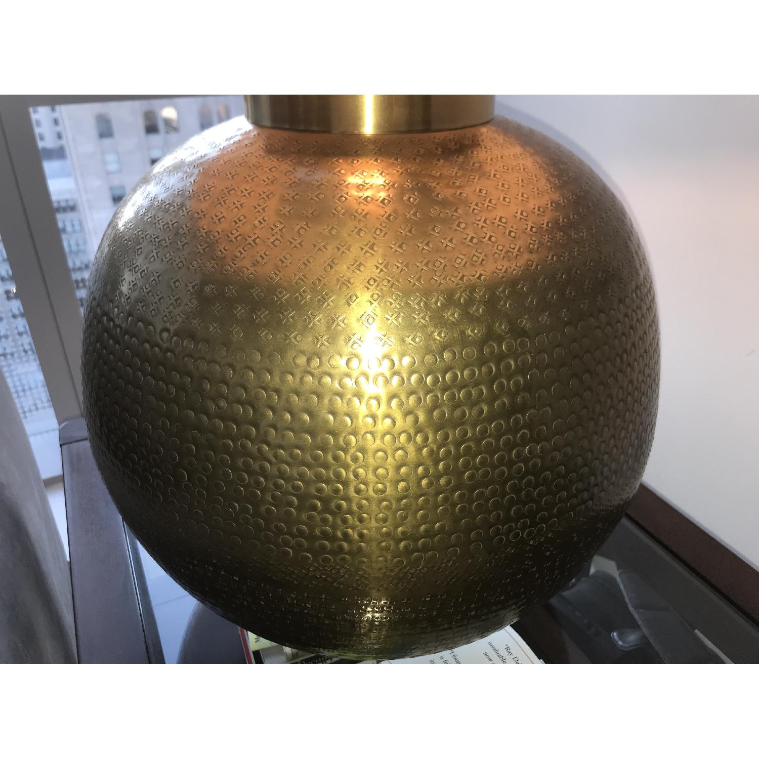 Pottery Barn Nori Hammered Table Lamp w/ Burlap Drum Shade - image-7