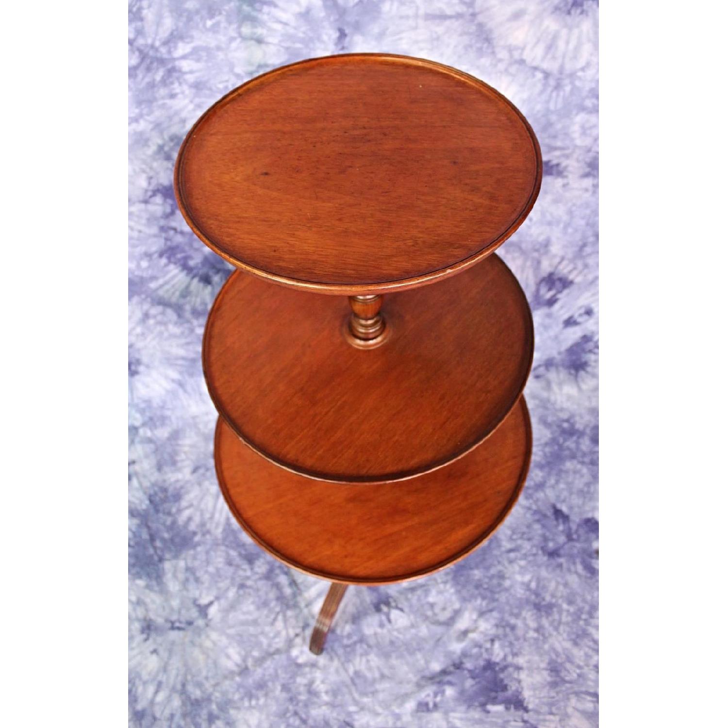 Antique Sheraton Style 3 Tier Mahogany Dumbwaiter Table - image-5