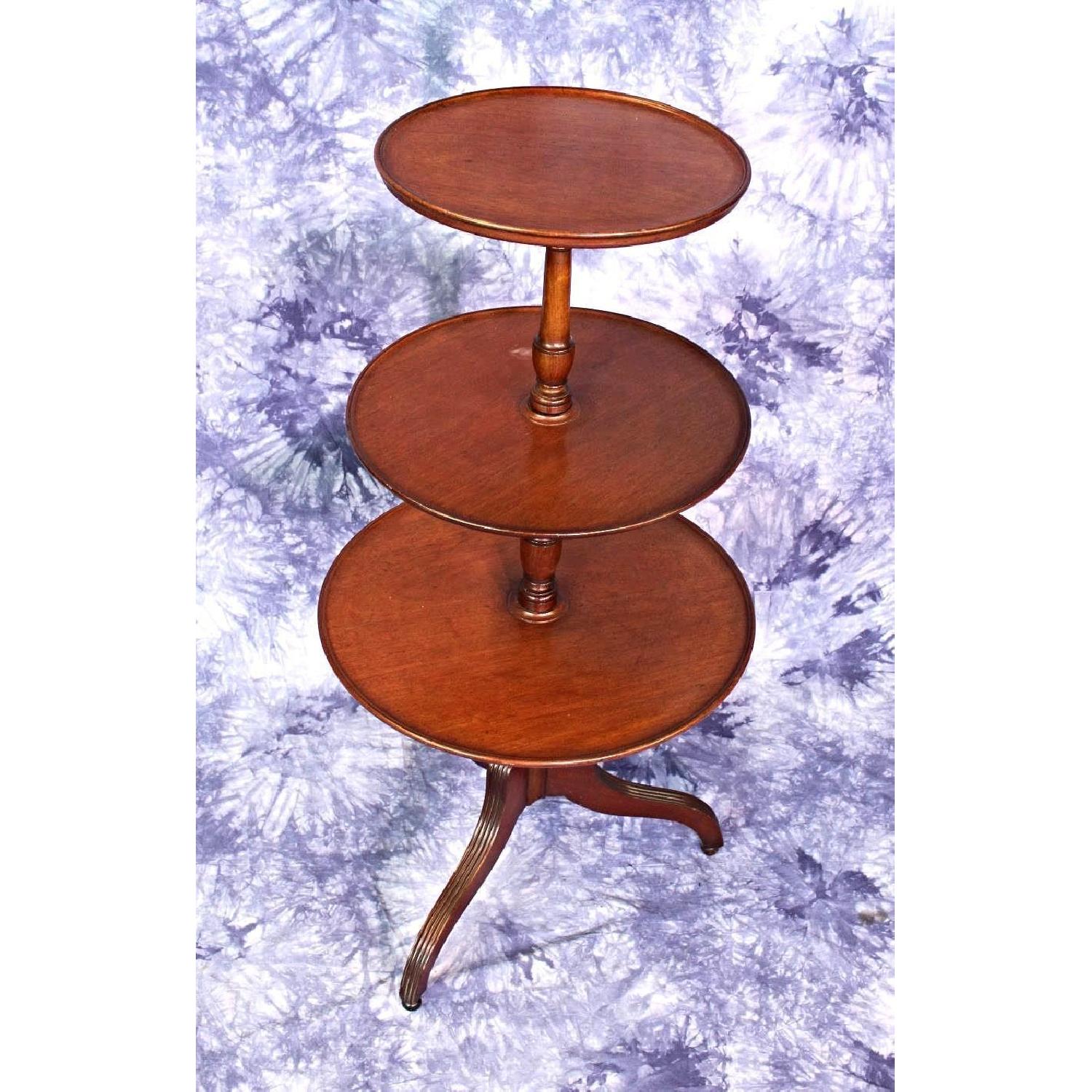 Antique Sheraton Style 3 Tier Mahogany Dumbwaiter Table - image-7