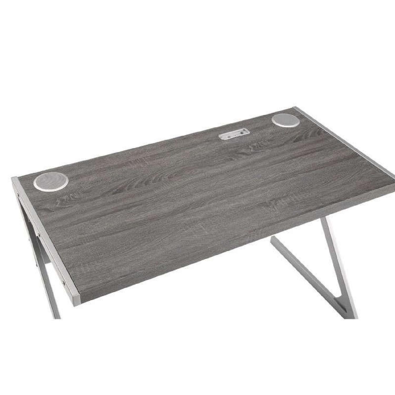 Grey Bluetooth Speaker Desk w/ Metal Base - image-1