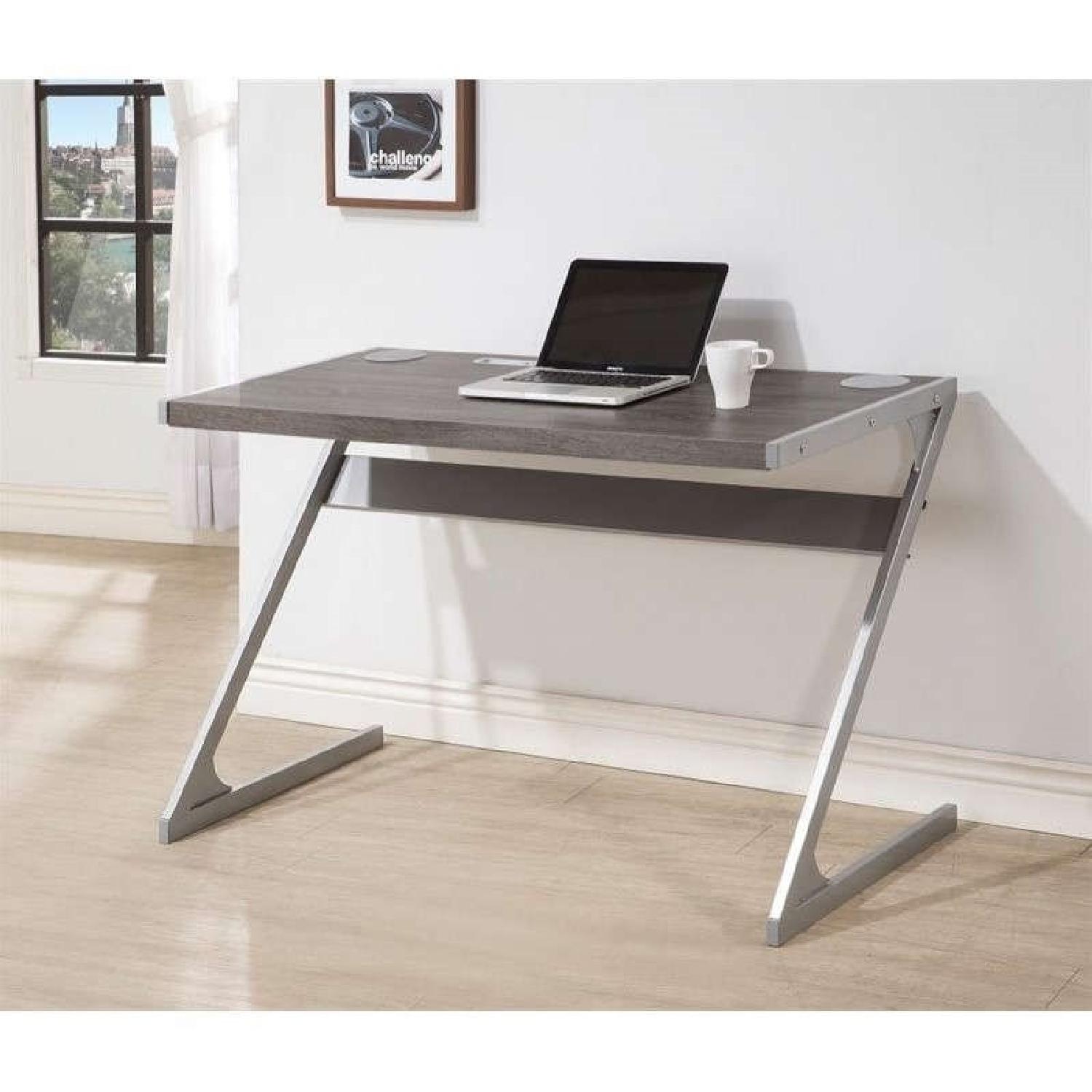 Grey Bluetooth Speaker Desk w/ Metal Base - image-2