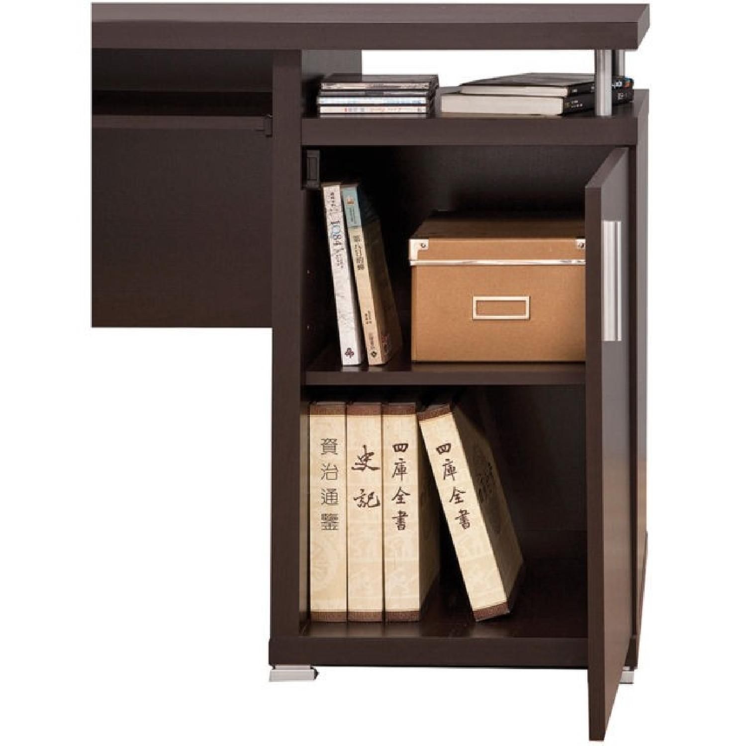 Contemporary Cappuccino Wood Keyboard Tray Computer Desk - image-3