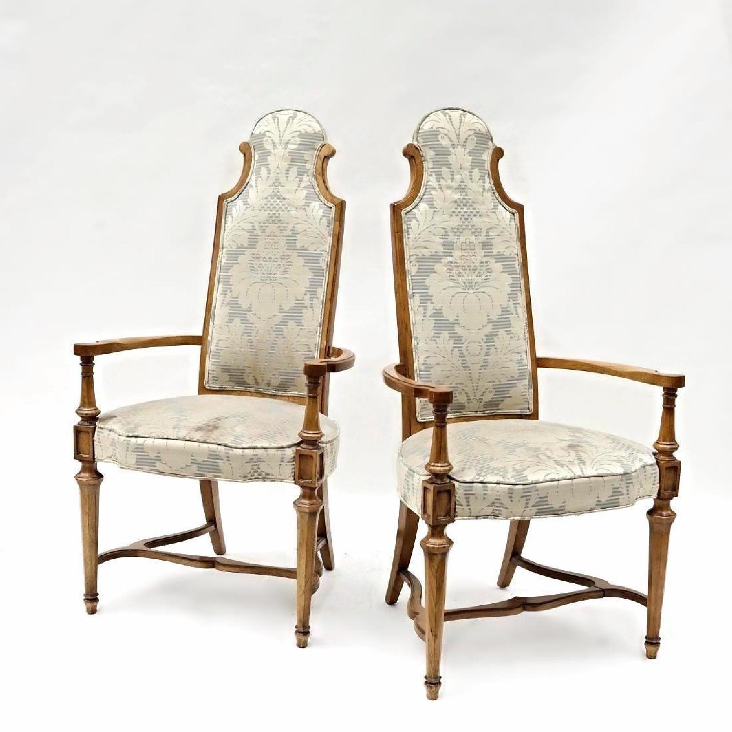 Oak High Back Upholstered Dining Side Chair AptDeco