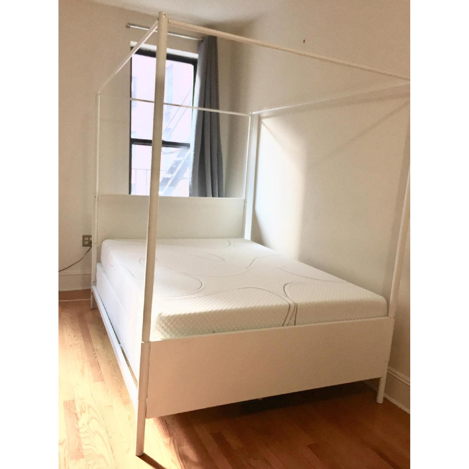 White Metal Full Size Canopy Bed Frame - image-1