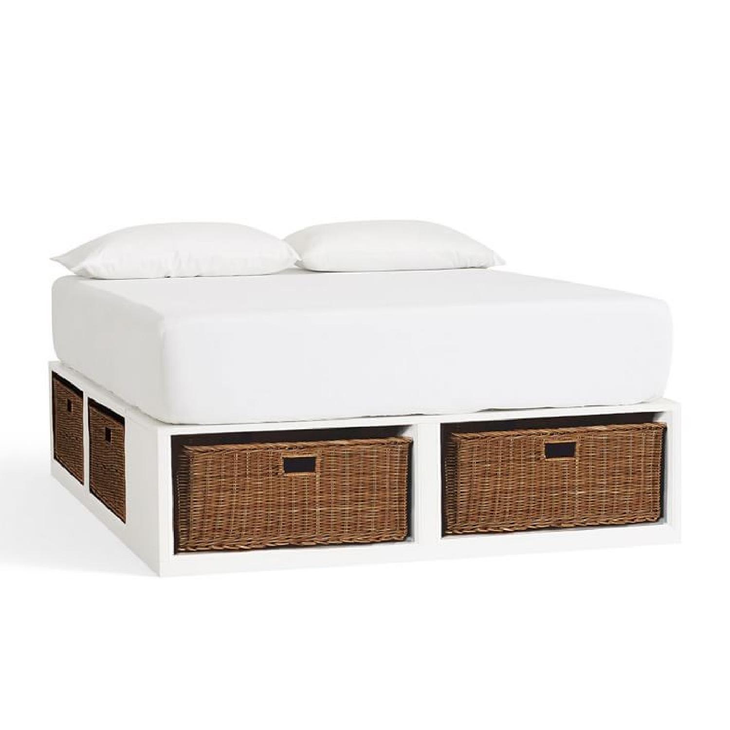 Pottery Barn Stratton Bed w/ Baskets in White AptDeco