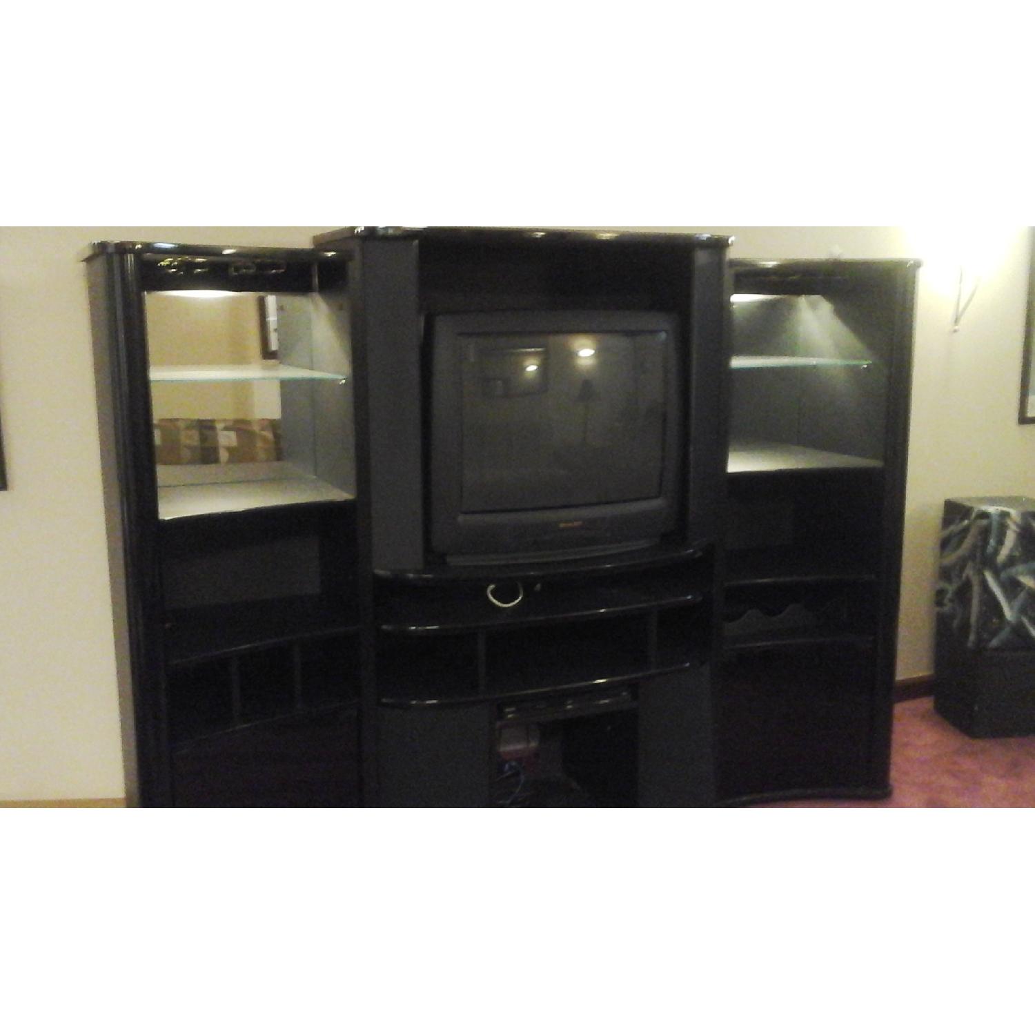 Italian Black Lacquer Entertainment Center - image-9