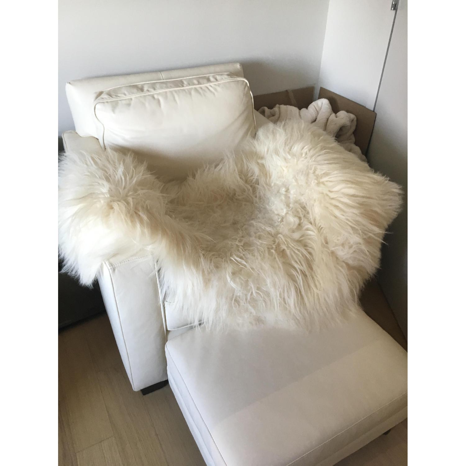 West Elm Henry Leather Arm Chair & Ottoman - image-1