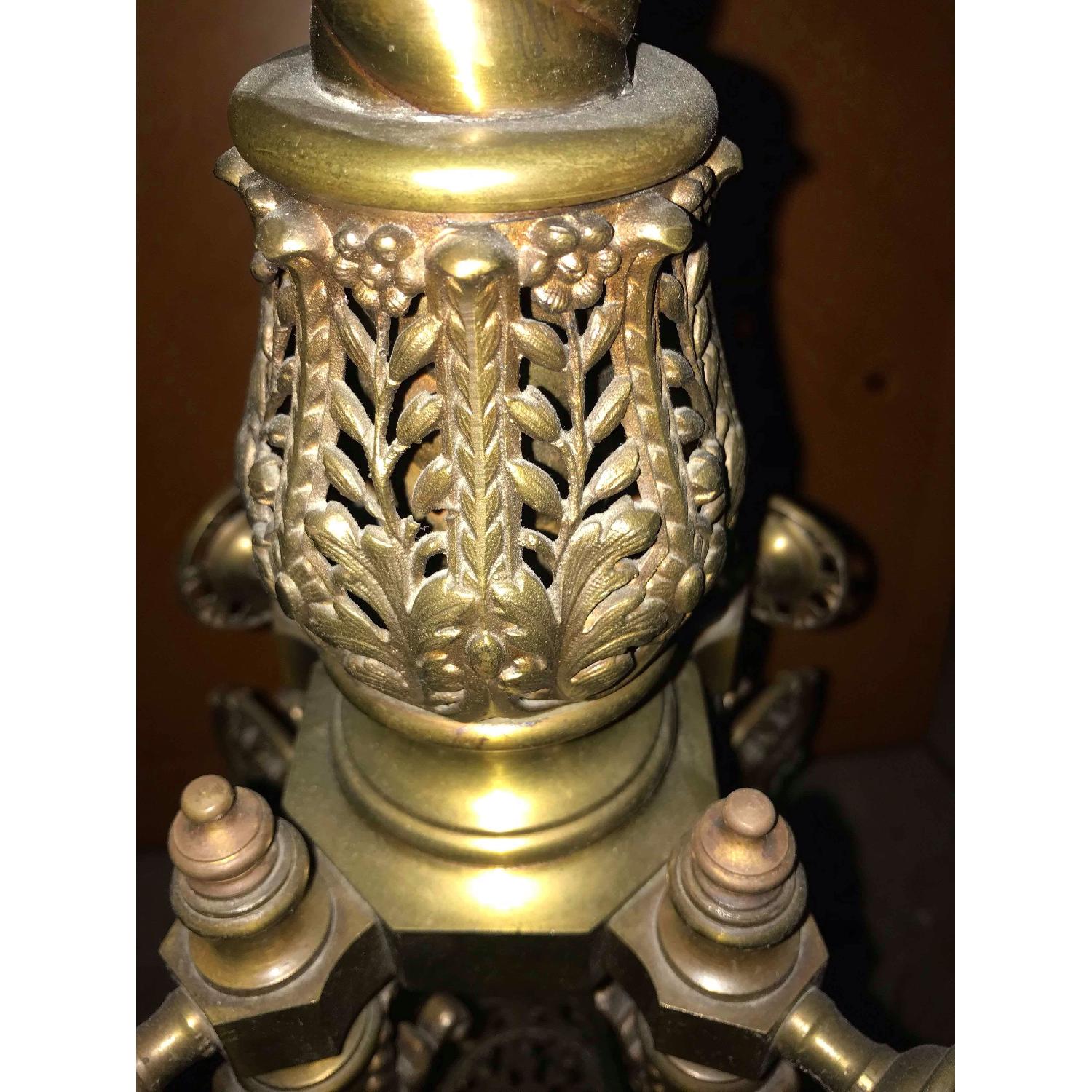 Vintage Brass Floor Lamp w/ Glass Table - image-3