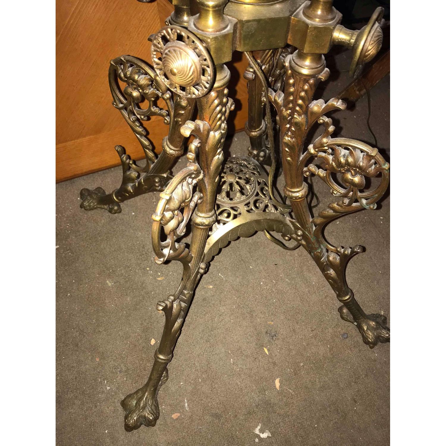 Vintage Brass Floor Lamp w/ Glass Table - image-5