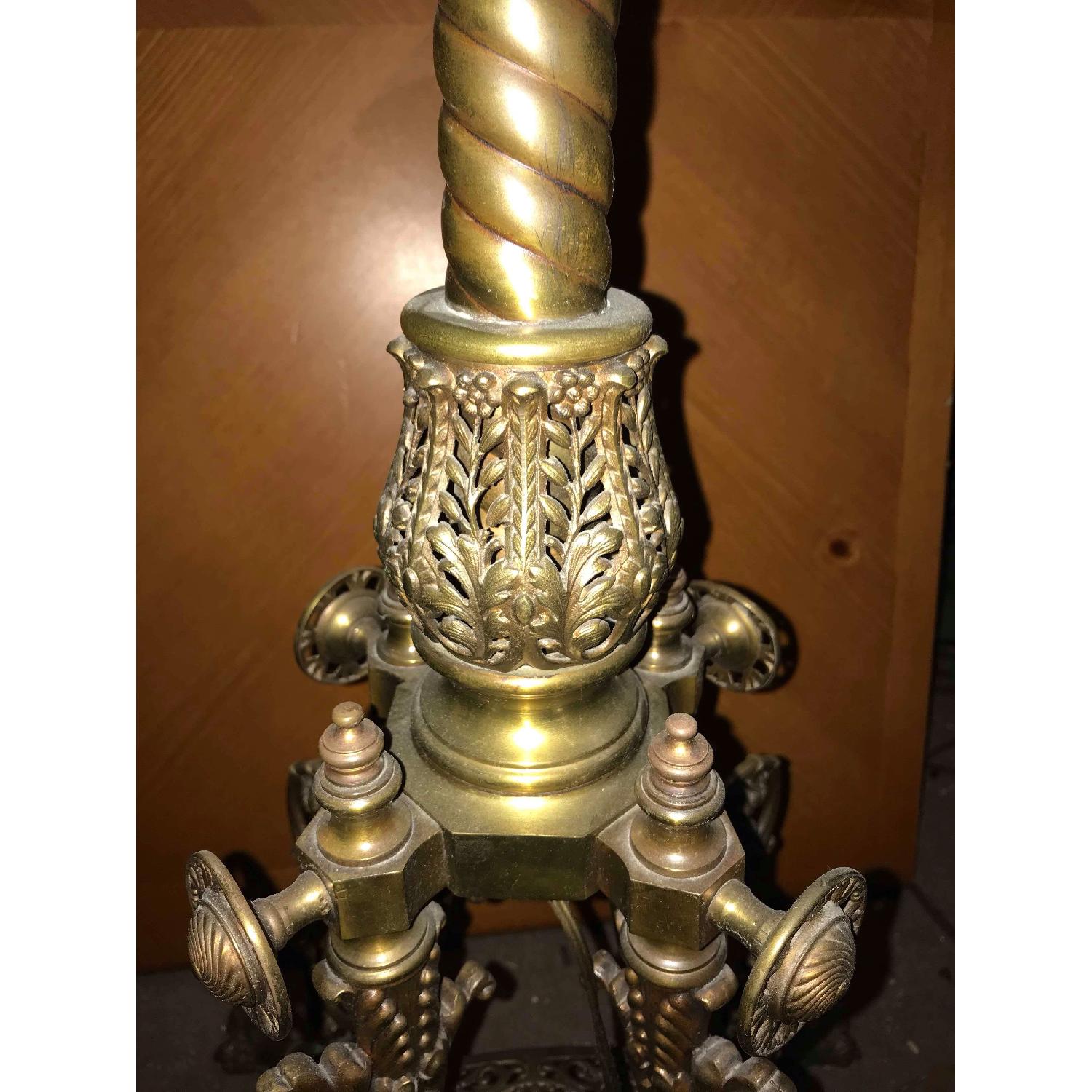 Vintage Brass Floor Lamp w/ Glass Table - image-6