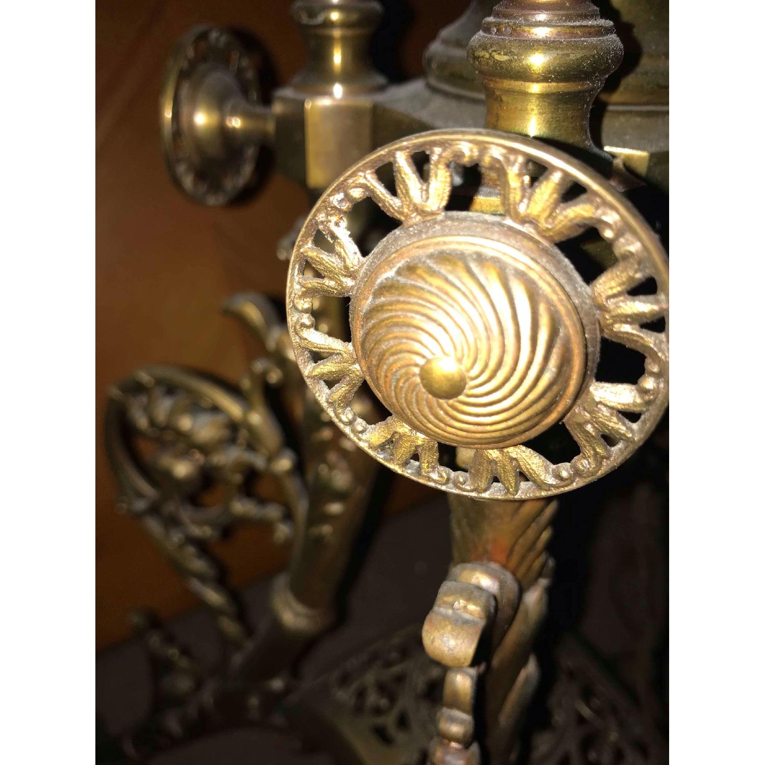 Vintage Brass Floor Lamp w/ Glass Table - image-7