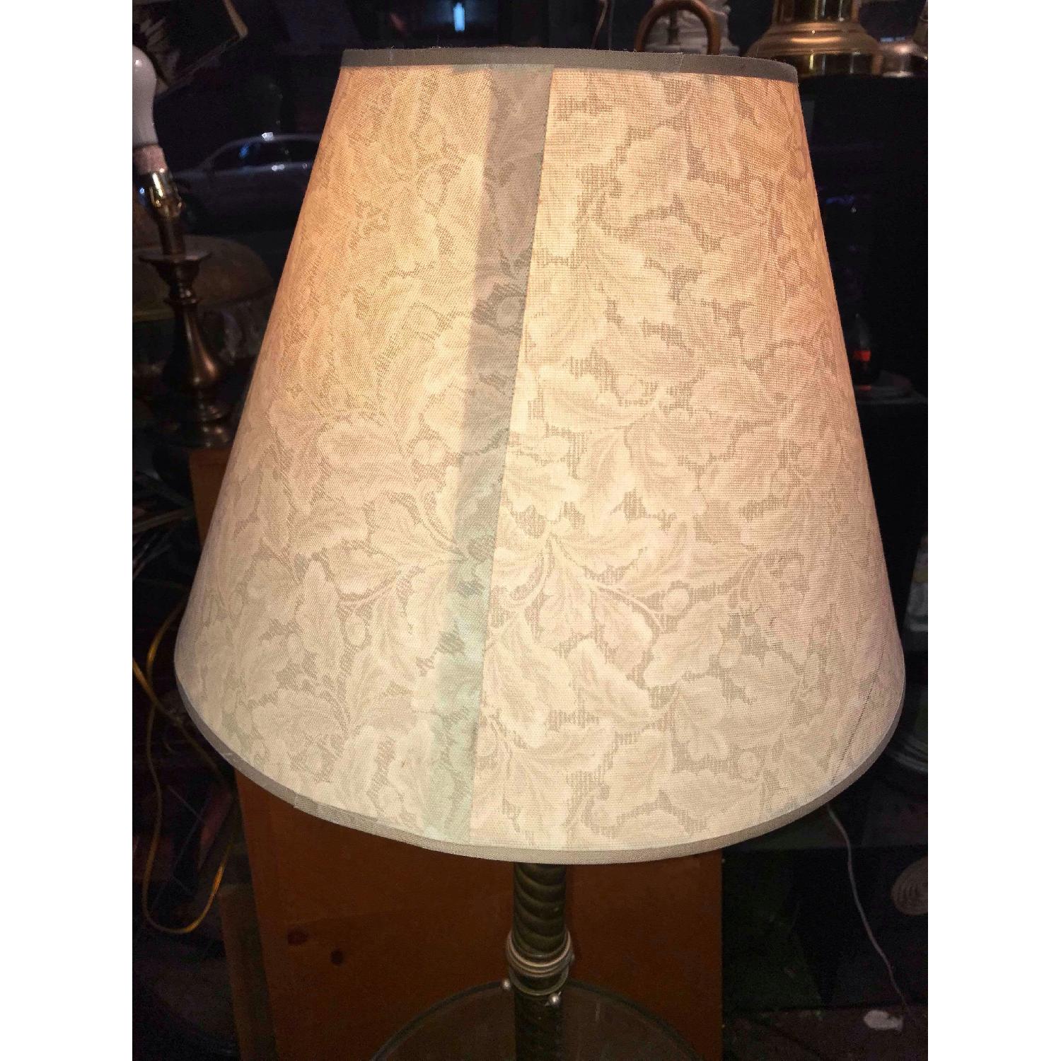Vintage Brass Floor Lamp w/ Glass Table - image-11