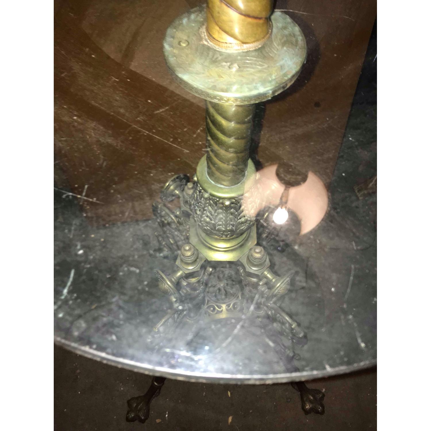 Vintage Brass Floor Lamp w/ Glass Table - image-12