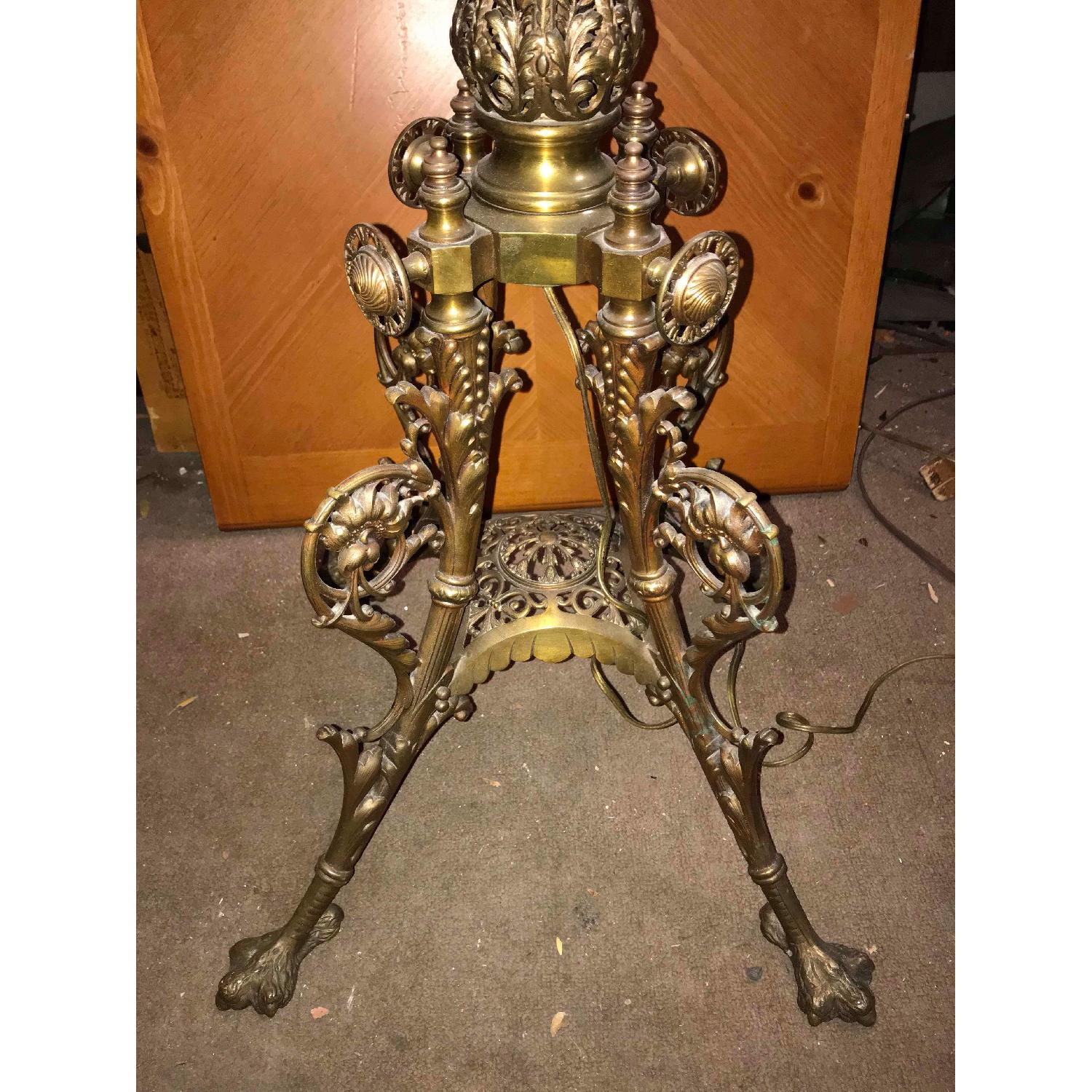 Vintage Brass Floor Lamp w/ Glass Table - image-14