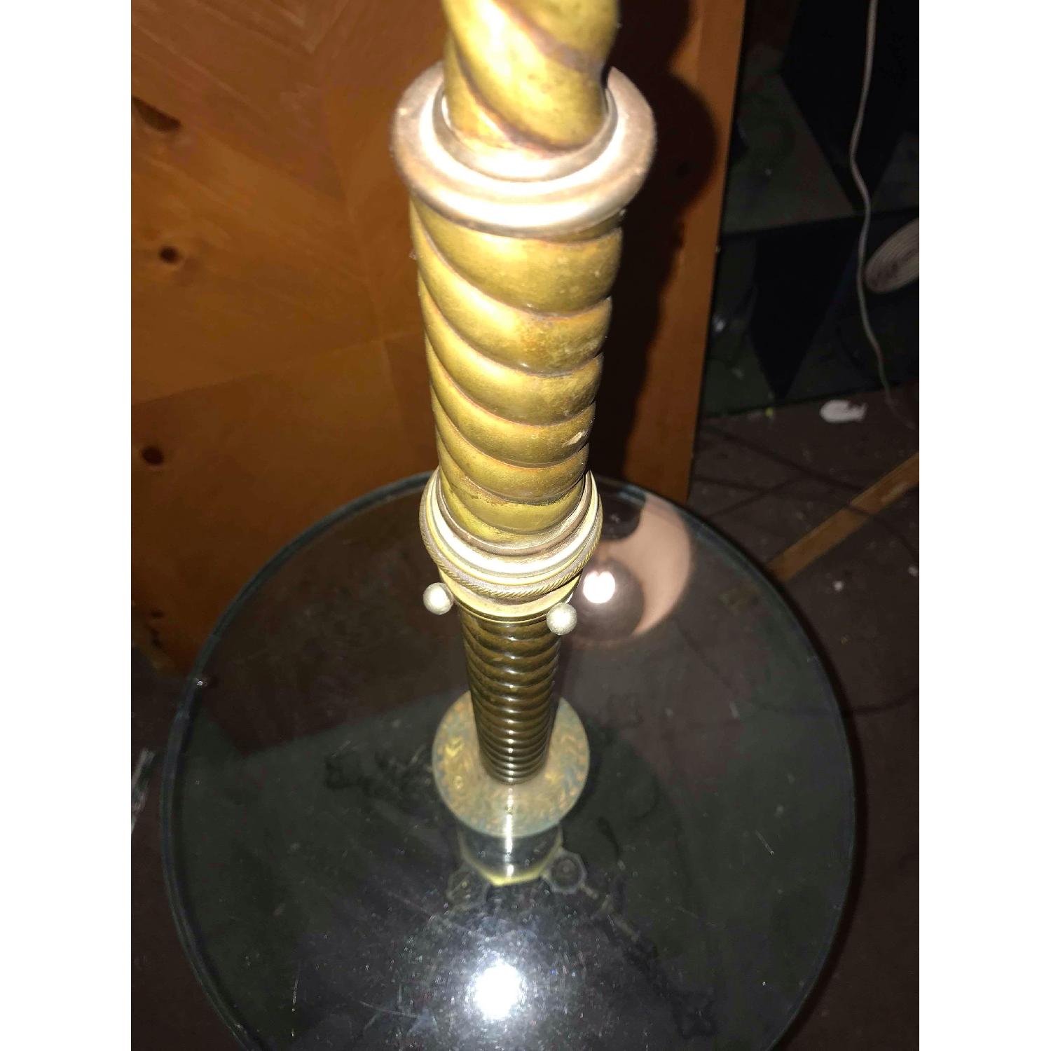 Vintage Brass Floor Lamp w/ Glass Table - image-16