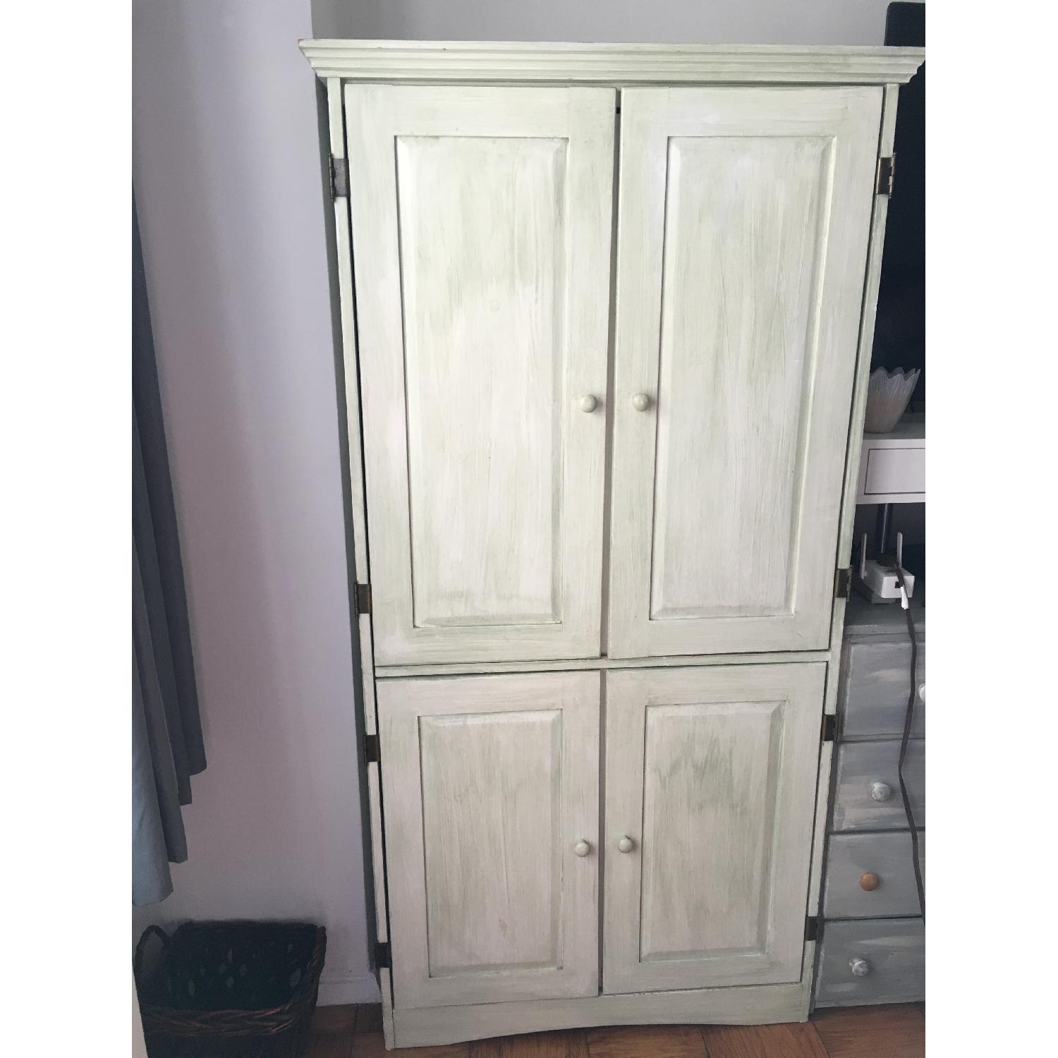 Green Wood Armoire AptDeco