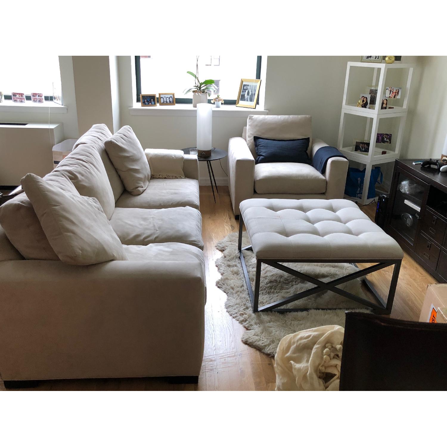 Crate & Barrel Neutral Suede Sofa - image-3