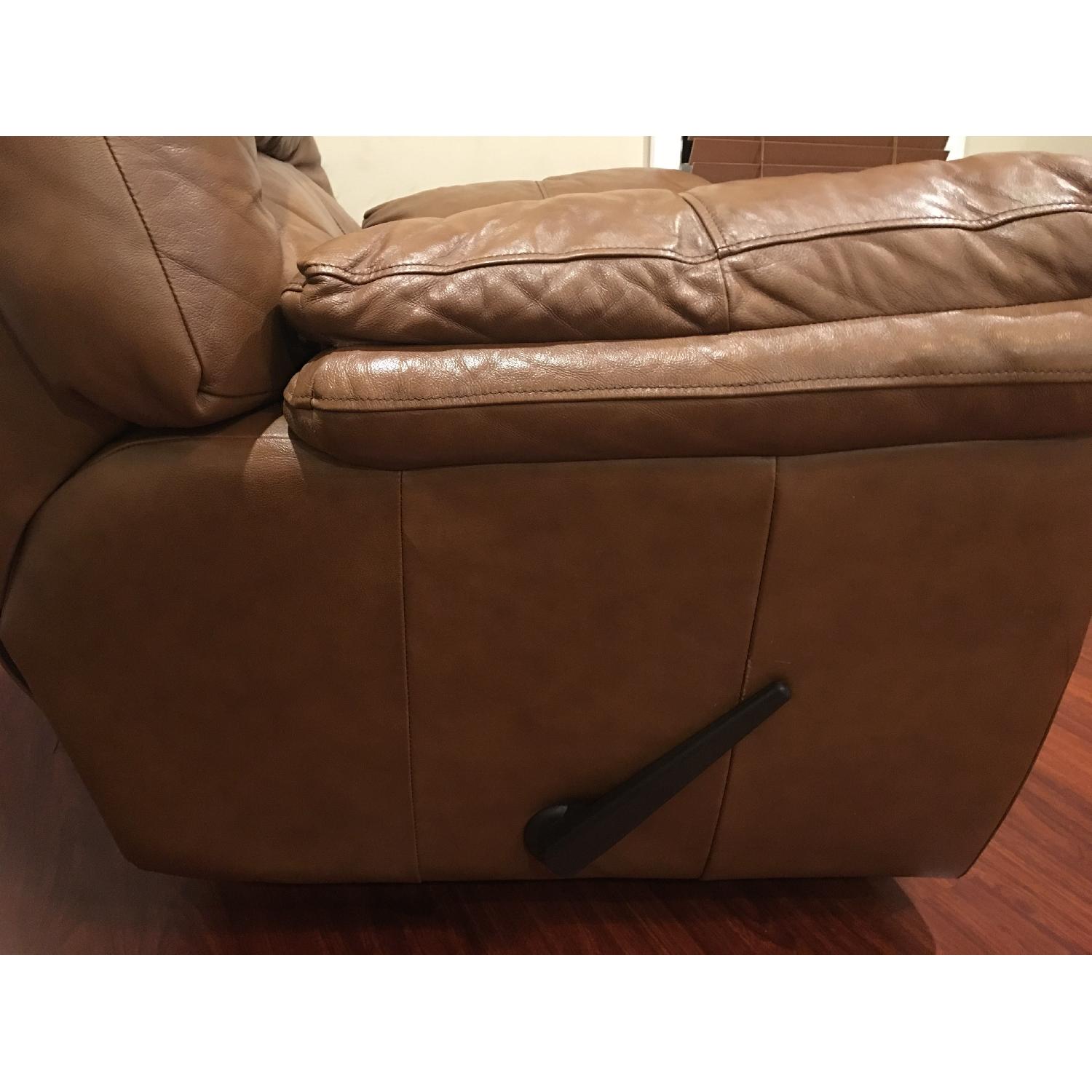 Raymour & Flanigan Honey Brown Leather Recliner - image-3