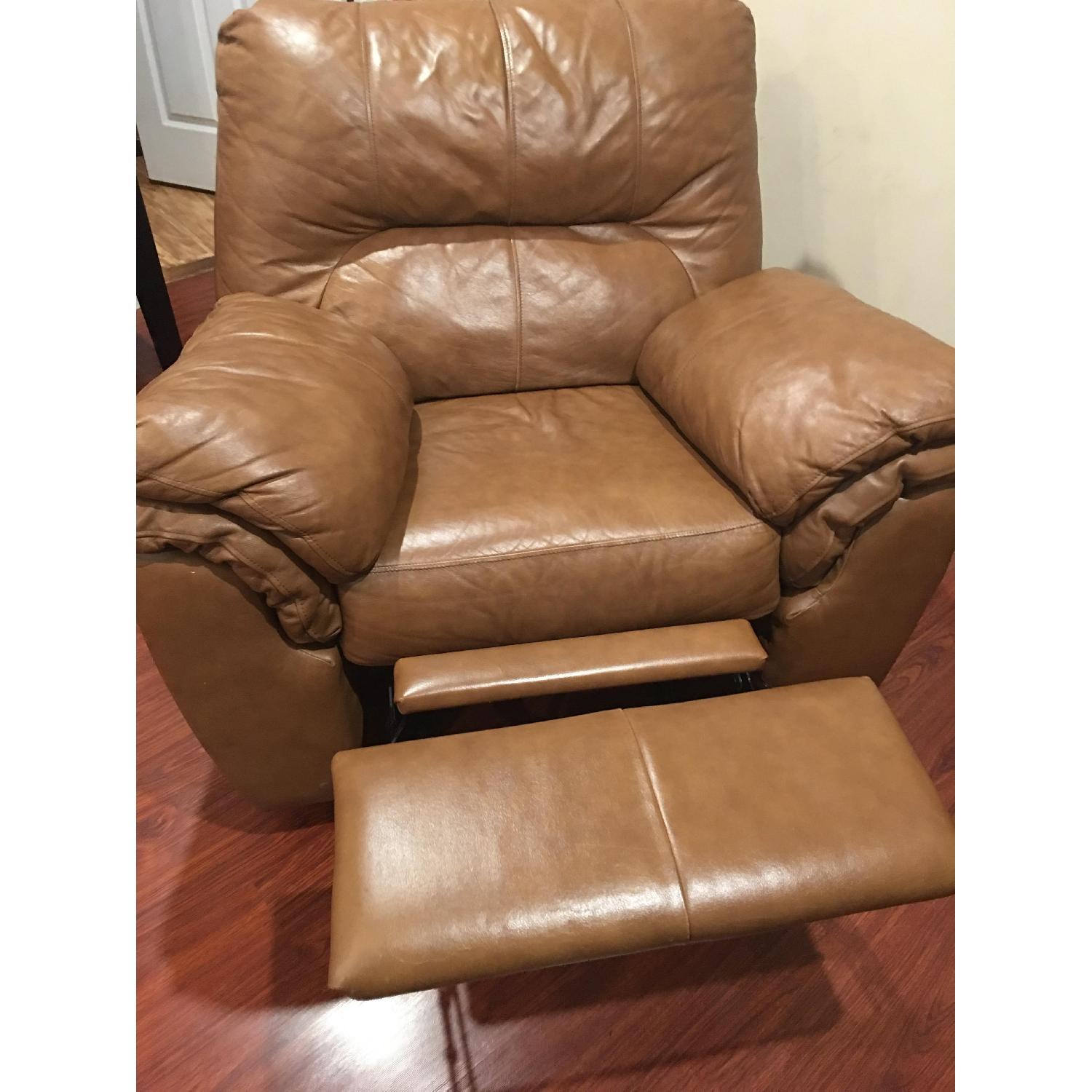 Raymour & Flanigan Honey Brown Leather Recliner - image-5