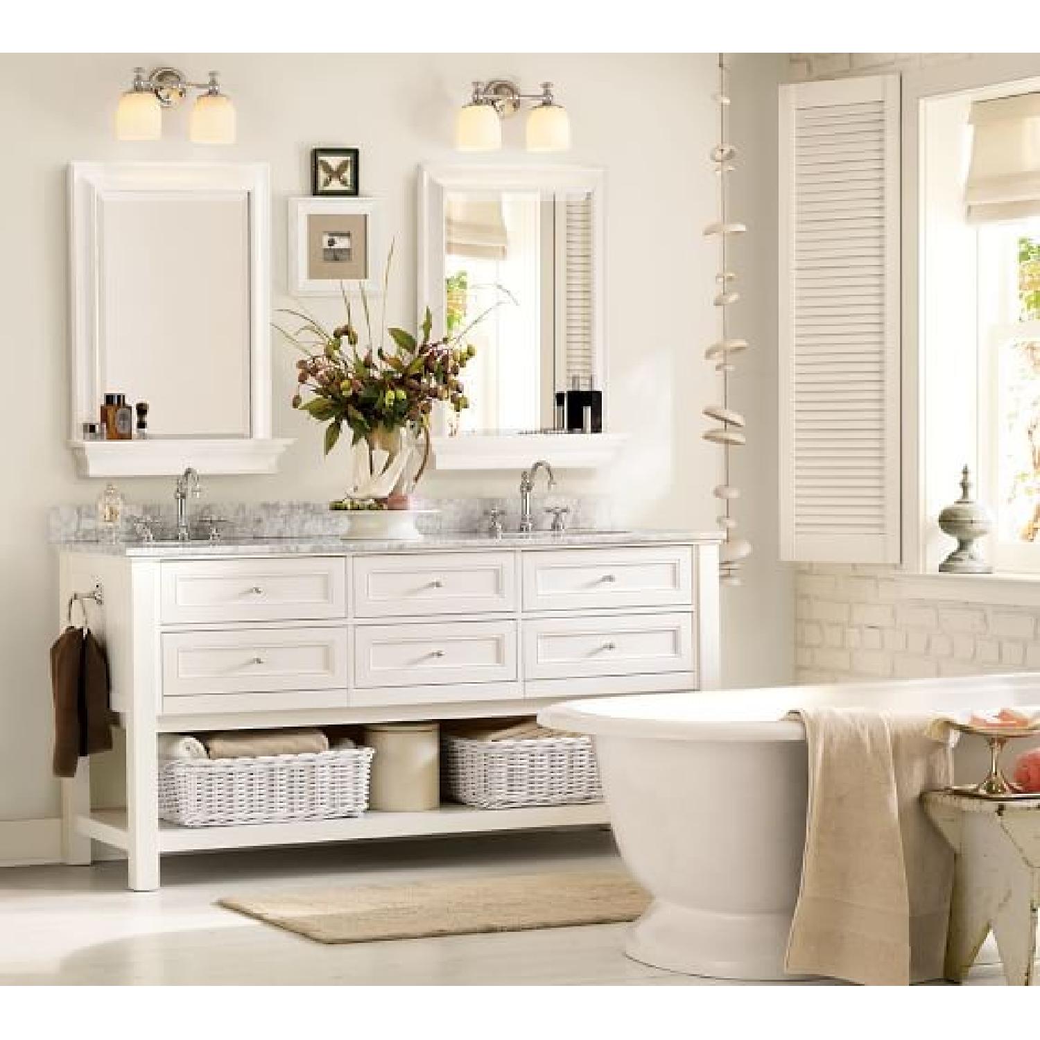 Pottery Barn Metropolitan Mirror w/ Shelf in White - image-2