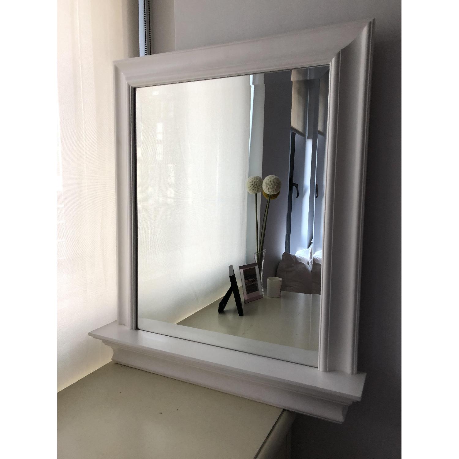 Pottery Barn Metropolitan Mirror w/ Shelf in White - image-3